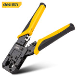 Deli DL381068 Labor-Saving Ratchet Network Pliers 6P/8P Compression Interface Die Electrician Tools Wire Stripper