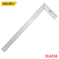 Deli DL4038 Steel Square Measuring Tools Specification: 500mm Stainless Steel Tape + Aluminum Alloy Base Dual Scale Design