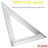 Deli DL4040 Set Square Specification: 200 mm Stainless Steel Tape + Aluminum Alloy Base Measuring Tool Electrician Hand Tool