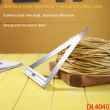 Deli DL4040 Set Square Specification: 200 mm Stainless Steel Tape + Aluminum Alloy Base Measuring Tool Electrician Hand Tool