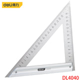 Deli DL4040 Set Square Specification: 200 mm Stainless Steel Tape + Aluminum Alloy Base Measuring Tool Electrician Hand Tool