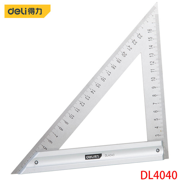 Deli DL4040 Set Square Specification: 200 mm Stainless Steel Tape + Aluminum Alloy Base Measuring Tool Electrician Hand Tool