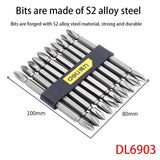 Deli DL6903 Specification: PH2X65mm 6.3mm Series Screwdriver Bits 10-Piece Set S2 Alloy Steel Material Bit With Strong Magnetism