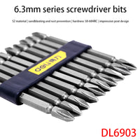 Deli DL6903 Specification: PH2X65mm 6.3mm Series Screwdriver Bits 10-Piece Set S2 Alloy Steel Material Bit With Strong Magnetism