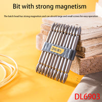 Deli DL6903 Specification: PH2X65mm 6.3mm Series Screwdriver Bits 10-Piece Set S2 Alloy Steel Material Bit With Strong Magnetism