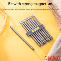 Deli DL6907 Specification PH2X150mm 6.3mm Series Screwdriver Bits 10-Piece Set S2 Alloy Steel Material Bit With Strong Magnetism