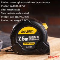 Deli DL9075P NylonCoatedSteel Tape Measure Specification 7.5mx25mm Carbon Steel TapeManganeseSteel Spring Design Measuring Tools