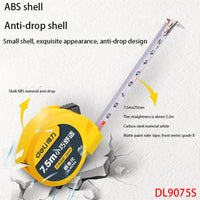 Deli DL9075S Specification: 7.2mx25mm Steel Tape Measuring Tool ABS Material Drop Proof Housing Tape Made Of Carbon Steel