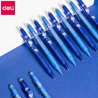 Deli Pen 48pcs Blue Aerospace Gel Pens for School Stationery Supplies Cool Bullet Pens Office Accessories Wholesale School Items