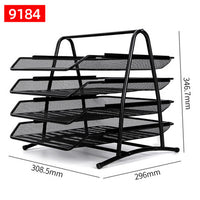 Deli Portfolio Document Tray Rack Office Desk Organizer Magzine File Holder Multifunction Metal Mesh File Organizer Rack