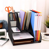 Deli Portfolio Document Tray Rack Office Desk Organizer Magzine File Holder Multifunction Metal Mesh File Organizer Rack