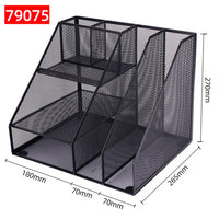 Deli Portfolio Document Tray Rack Office Desk Organizer Magzine File Holder Multifunction Metal Mesh File Organizer Rack