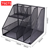 Deli Portfolio Document Tray Rack Office Desk Organizer Magzine File Holder Multifunction Metal Mesh File Organizer Rack