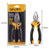 Deli (Rubber handle) wire pliers 60 chrome vanadium steel pliers multi-function flat pliers wire cutter 6 inches DL2006Z