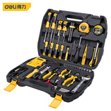 Deli Screwdriver Multimeter Socket Wrench Tool Set Auto Repair Mixed Combination Package DIY Hand Tool Kit With Plastic Toolbox