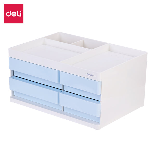 Deli Storage Box For Cosmetic Accessories Desk Office Organizer Pen Holder Desktop Sundries Badge Box Stationery Home Supplies