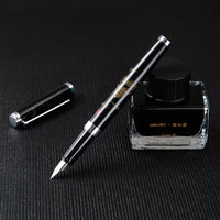 Deli Summer Palace Fountain Pen Set High-End Financial Fountain Pen Black Ink Office Signature Pen F Nib Gift Box Packaging