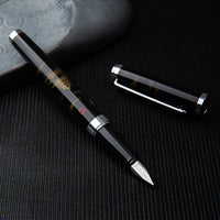 Deli Summer Palace Fountain Pen Set High-End Financial Fountain Pen Black Ink Office Signature Pen F Nib Gift Box Packaging