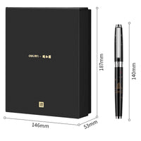 Deli Summer Palace Fountain Pen Set High-End Financial Fountain Pen Black Ink Office Signature Pen F Nib Gift Box Packaging