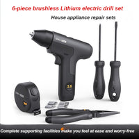 Deli brushless lithium electric drill 3.6V electric screwdriver pointed nose pliers hammer knife tape measure screwdriver set