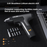 Deli brushless lithium electric drill 3.6V electric screwdriver pointed nose pliers hammer knife tape measure screwdriver set