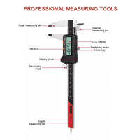 Digital Display Caliper Carbon Fibre Vernier Calipers Plastic Gauge LCD Micrometer Ruler Measuring Tools Instrument 150mm/6in