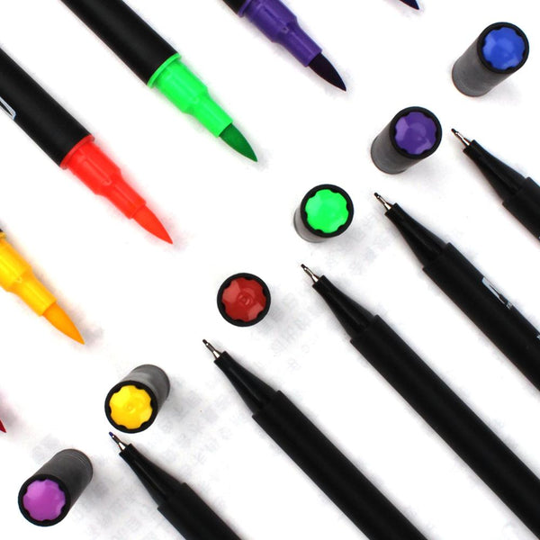 AenArt Dual Marker Brush Pen 36Color Set Fine Point Art Marker & Brush  Highlight
