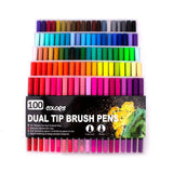 Dual Tip Brush Pens 100 Colours Fineliner Felt Tip Pens Colouring Pens for Adults Pack,Drawing,Calligraphy Painting