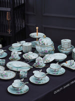 Estilo chinês tigela prato &amp; placa high-end celadon esmalte utensílios de mesa conjunto housewarming casa presentes estilo palácio guarnição de ouro cerâmica