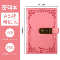 European retro A5 diary with password lock thickened hand ledger notepad stationery office notebook gift box set