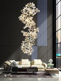 Folhas de cerâmica moderna led lustres para sala estar design luxo pendurado lâmpadas arte do hotel lobby casa decoração luminárias