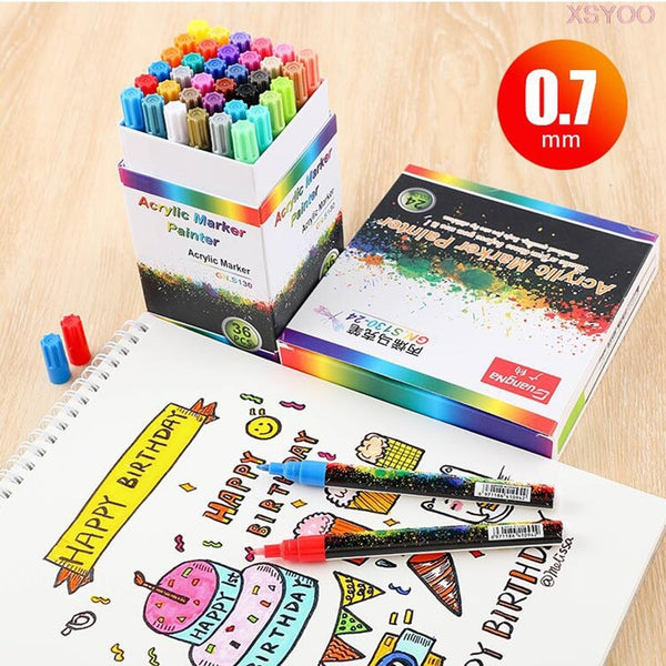 GN 24/36Colors 0.7MM Acrylic Marker Pen Set Children Markers for Draw –  AOOKMIYA