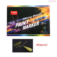 GN 6/12/18/24Colors Acrylic Paint Marker Pen 0.7-2.0Tips Metallic Marker Pens For Ceramic Rock Glass Porcelain Permanent Markers