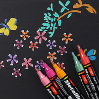 Guangna 1PCS 2.0MM Water-Based Metallic Marker Black Card Paint Metal Surface Permanent Paint Marker DIY Album Pen Art Supplies