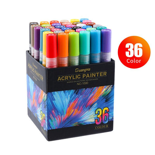 GuangNa 7pcs/Box Fluorescent Acrylic Marker Pen Colores Waterproof
