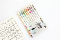 DM 10 pcs/lot Dual Soft Brush Marker Metallic Marker Pen Fine Liner Pens Set Drawing Painting DIY Scrapbooking Crafts