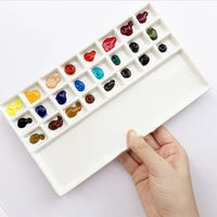 High quality Ceramic watercolor palette rectangular multi-grid white porcelain palette art supplies paint palette with lid