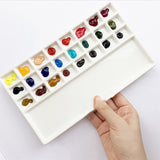 High quality Ceramic watercolor palette rectangular multi-grid white porcelain palette art supplies paint palette with lid