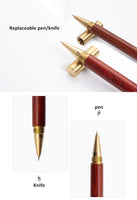 Pen-style hand-carved knife stickers hand account paper knife wooden handle small knife tip pen knife dual-use gel pen