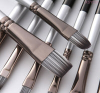 High quality New 15Pcs Paint brush Set silver Nylon hair Brush Includes Pop-Up Carrying Case For Acrylic Oil Watercolor Gouache