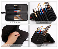 Foldable paint brush bag portable watercolor gouache paint brush storage bag canvas breathable mold proof painting kit