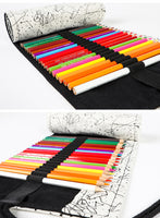 Constellation 36/48/72 Holes Canvas Roll Pen Curtain Pencil Bag Case Makeup Wrap Holder Storage Pouch School Supplies