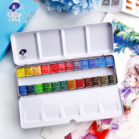 Paul Rubens Fine Solid Watercolor Paint Set 12/24/48 Color Fresh Style Metal Box Bright Water Color Painting Pigment