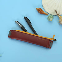 Mini 6 Colors Pu Leather Pencil Bag Elastic Buckle Pencil Case Easy Carrying Pen Bag For Book Notebook Students Art Supplies