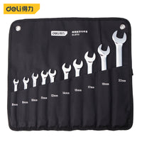 Deli A Set of 10 Pcs 8-22mm Ratcheting Box Combination Popular Wrenches for Car Repair Ring Spanner Mirror Reflection Hand Tools