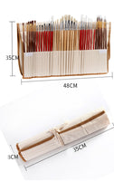 36/38 pcs Paint Brushes Set with Canvas Bag Case Long Wooden Handle Synthetic Hair Oil Acrylic Watercolor Painting Art Supplies