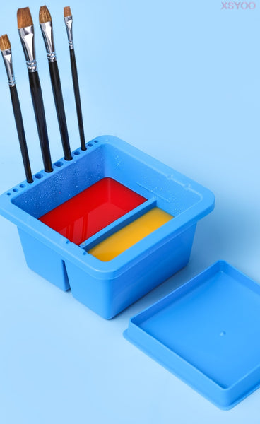 1pc Three-in-one Palette Color Box And Brush Washing Bucket Art Set, With Paint  Brush Organizer, Palette Box And Brush Cleaner