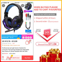 Professional Led Light Gamer Headset for Computer PS4 PS5 Fifa 21 Gaming Headphones Bass Stereo PC Wired Headset With Mic Gifts