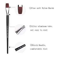 Flat Nylon Hair Long Black Wooden Handle Paint Brushes Professional Watercolor Paint Brush For Acrylic Oil Painting Art Supplies