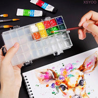 24/36/50Grids Watercolour Pigment Box Moisturizing Painting Palette Color Mixing Paint Box Storage Container Holder Art Supplies